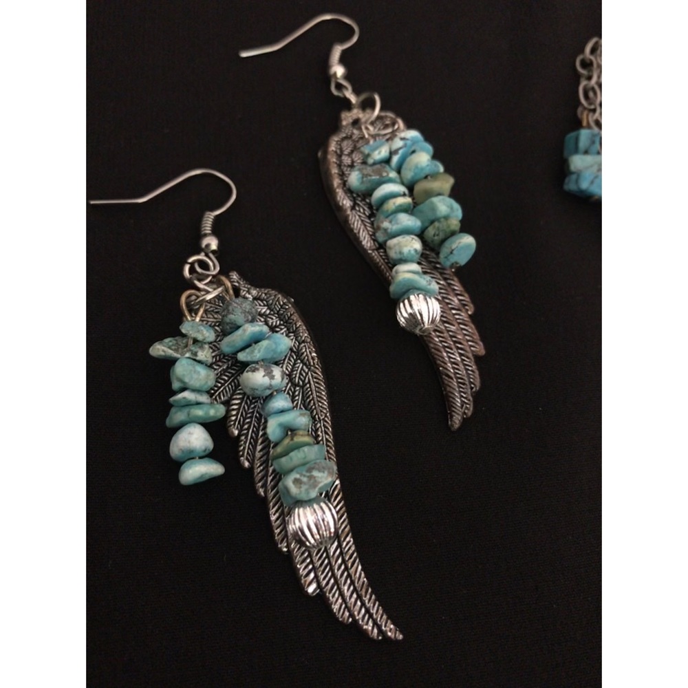Turquoise Angel wing earrings.